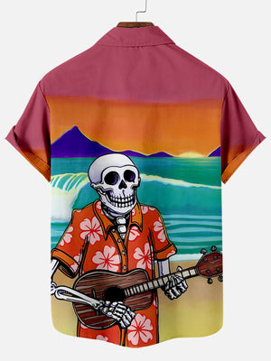 Skull Music In The Beach Pattern  - Hawaiian Shirt