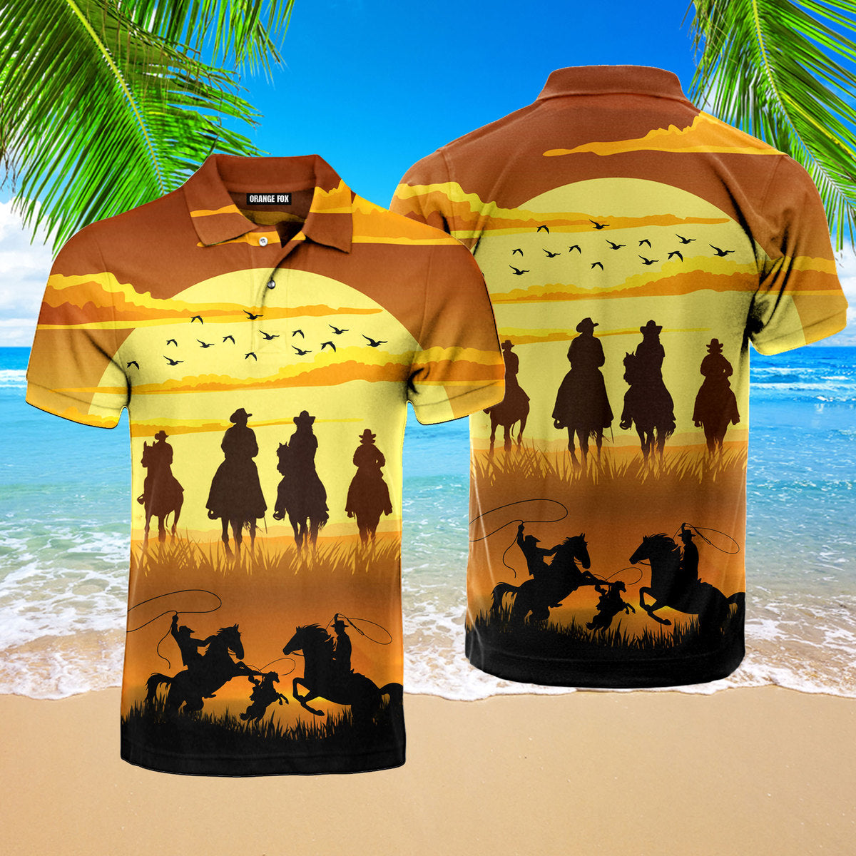 Horse Racing Team Roper Cowboy Polo Shirt For Men