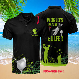 Custom Name World's Okayest Golfer Golf Lover - Men Polo Shirt