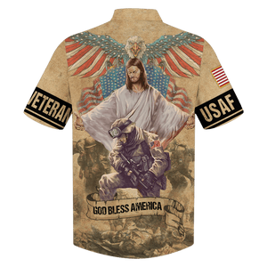 Air Force God Bless America Jesus - For Men And Women - Hawaiian Shirt