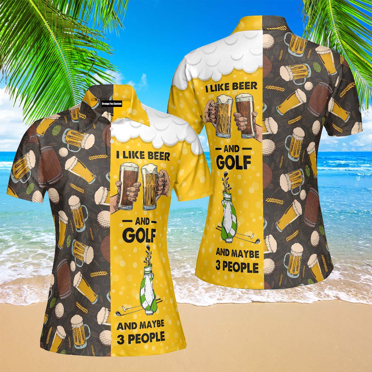 I Like Beer And Golf Retro Vintage Polo Shirt For Women