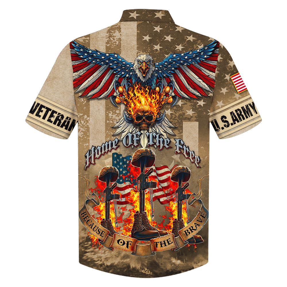 Army Home Of The Free Because Of The Brave Skull - Hawaiian Shirt