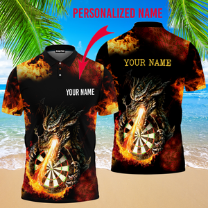 Custom Name Darts Dragon - Personalized Men Polo Shirt