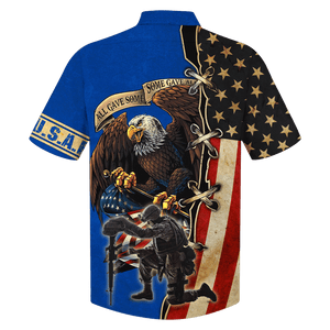 Air Force Eagle With Soldier Some Gave All Blue - Hawaiian Shirt