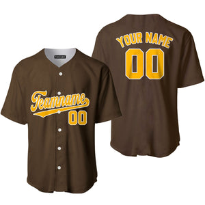 Personalized Brown Gold White Baseball Tee Jersey