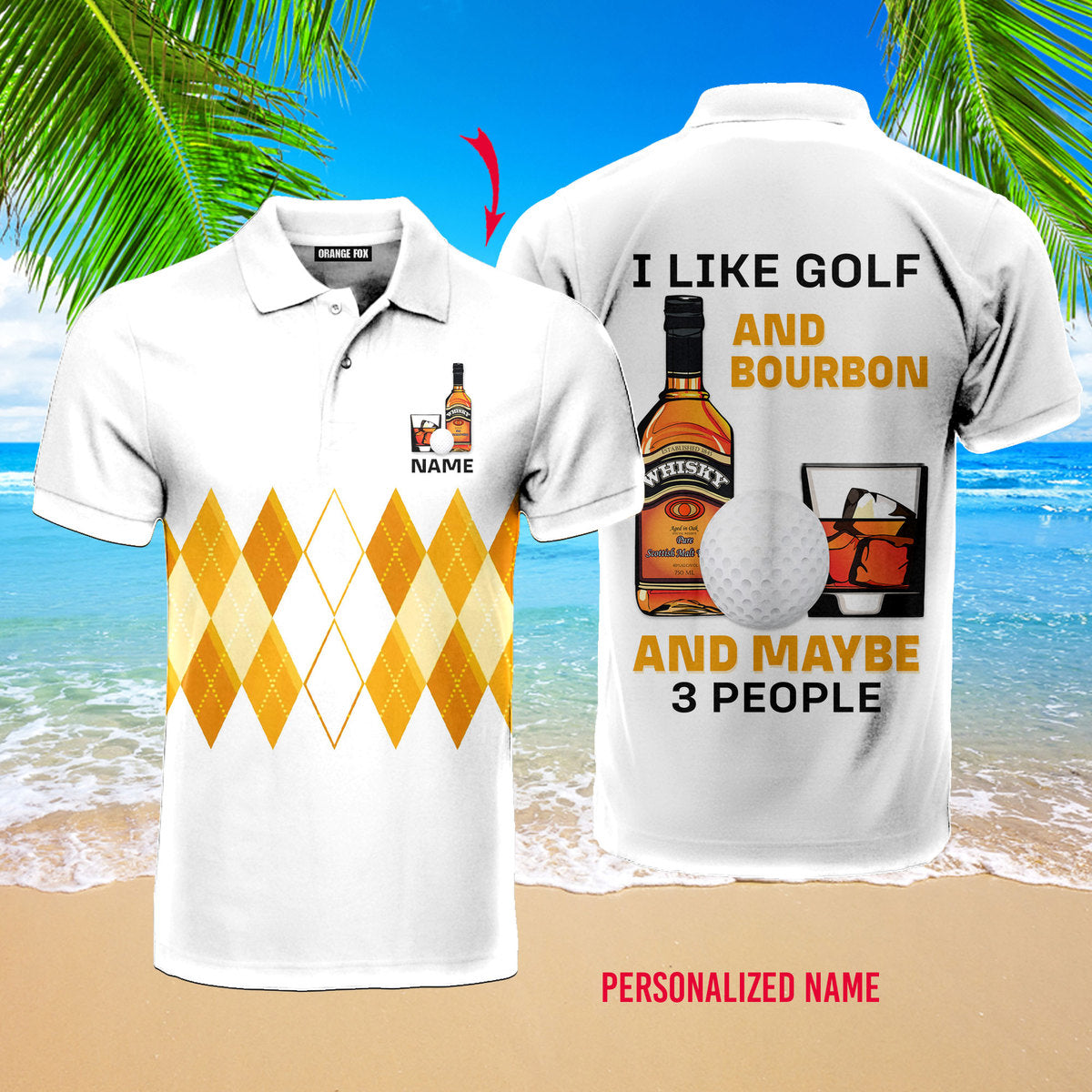 Custom Name I Like Golf And Bourbon Personalized Men Polo Shirt