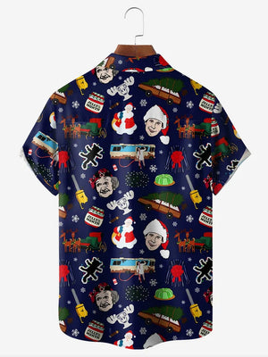 Christmas Reindeer Cat Saw And Pine Tree On The Car - Hawaiian Shirt