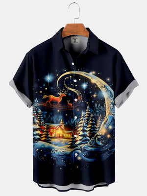 Christmas Fantasy Elk In The Midnight - Hawaiian Shirt