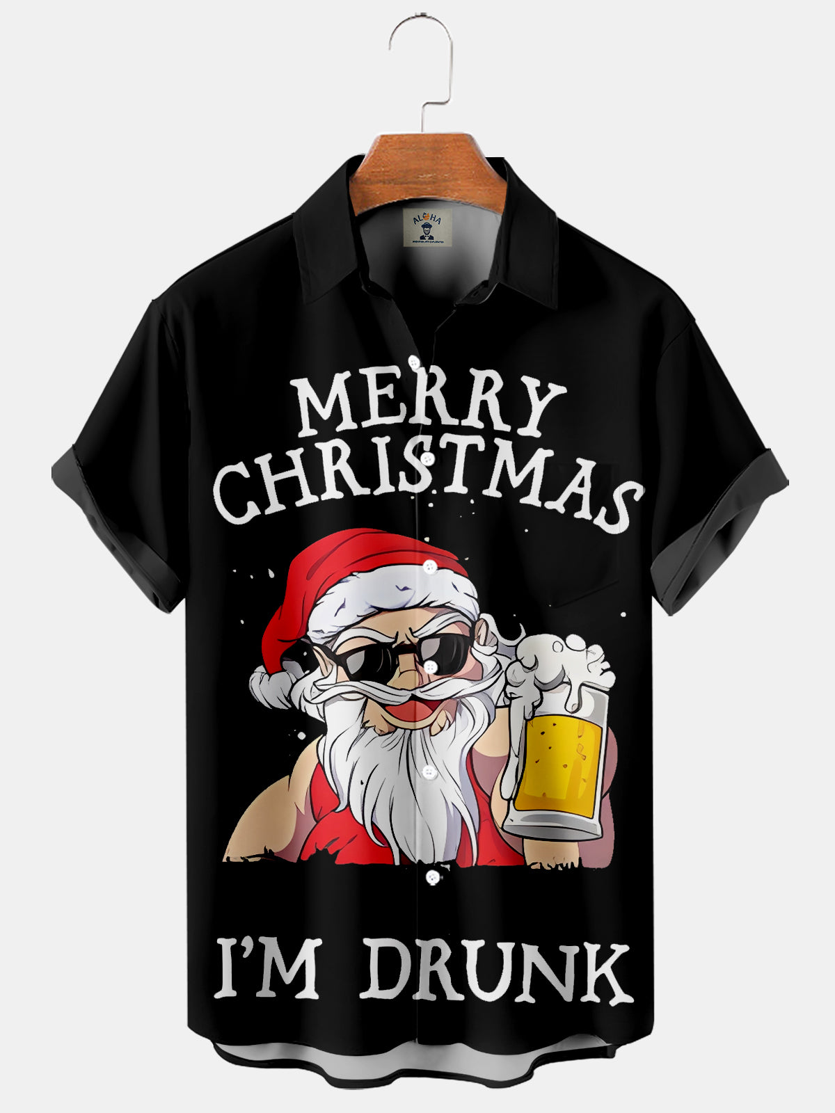 Christmas Santa Claus Drinking Beer "I'm Drunk" - Hawaiian Shirt