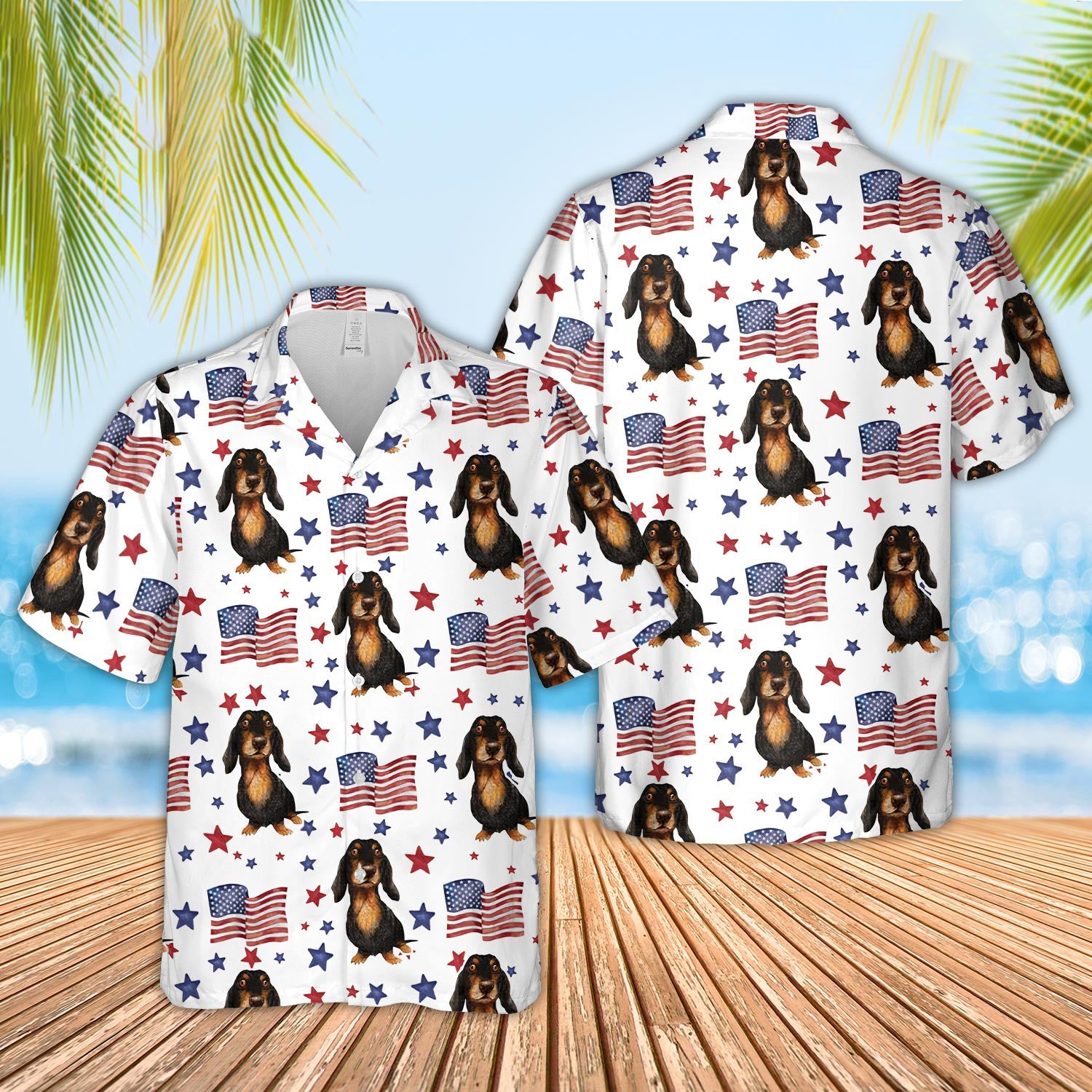 Unique Dachshund American Flag Pattern - Hawaiian Shirt