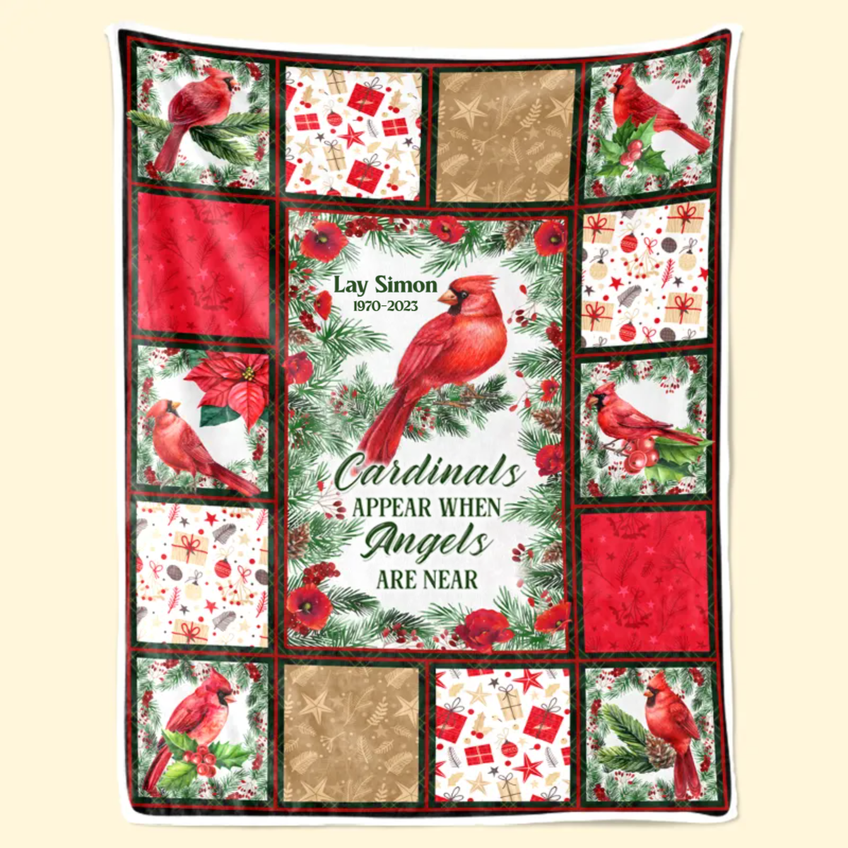 Cardinals Appear When Angels Are Near  - Memorial Gift For Family Members - Personalized Blanket