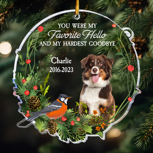 Custom Photo You Were My Favorite Hello And My Hardest Goodbye- Memorial Gift For Pet - Personalized Acrylic Ornament