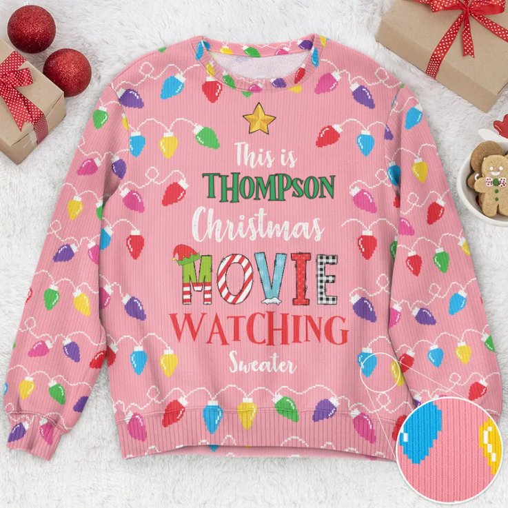 This Is My Christmas Movie Watching  - Christmas Gift For Family, Friends - Personalized Ugly Sweater