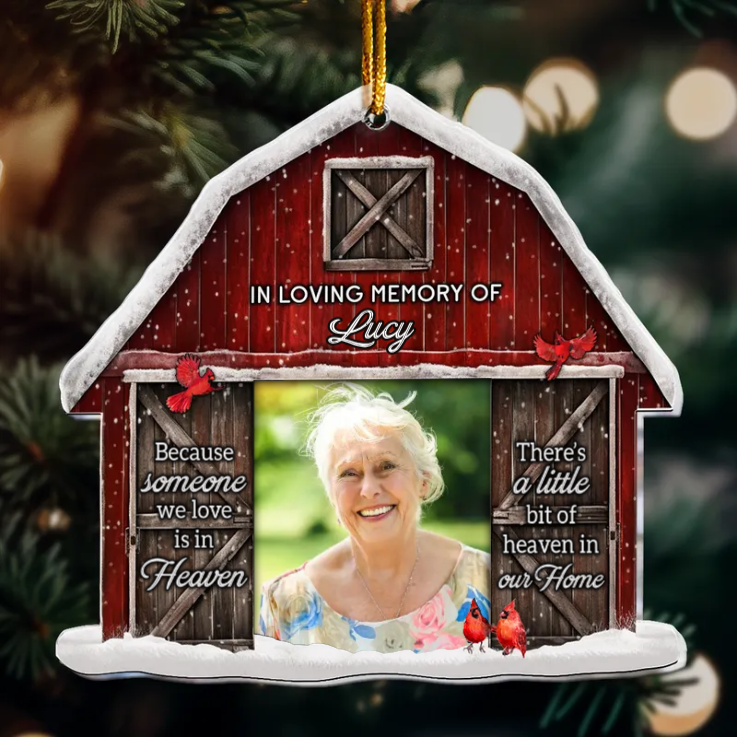 Custom Photo A Little Bit Of Heaven In Our Home - Memorial Gift For Family - Personalized Custom Shaped Acrylic Ornament