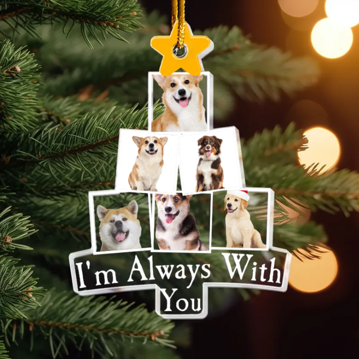 Custom Photo Xmas Tree - Christmas Gift For Pet Lovers- Personalized Custom Shaped Acrylic Ornament