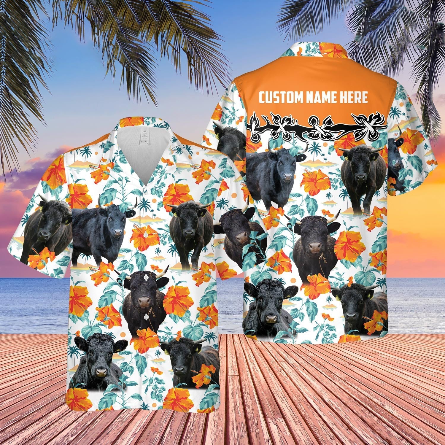 Unique Hereford Hibiscus Floral - Personalized Hawaiian Shirt