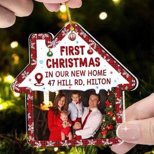 Custom Photo First Christmas In Our New Home - Gift For Family - Personalized Acrylic Ornament