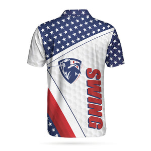 Texture Swing Hard American Flag Patriotic Golf Polo Shirt For Men