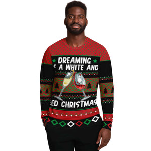 Dreaming Of A White And Red Christmas Wine Lover Ugly Sweater