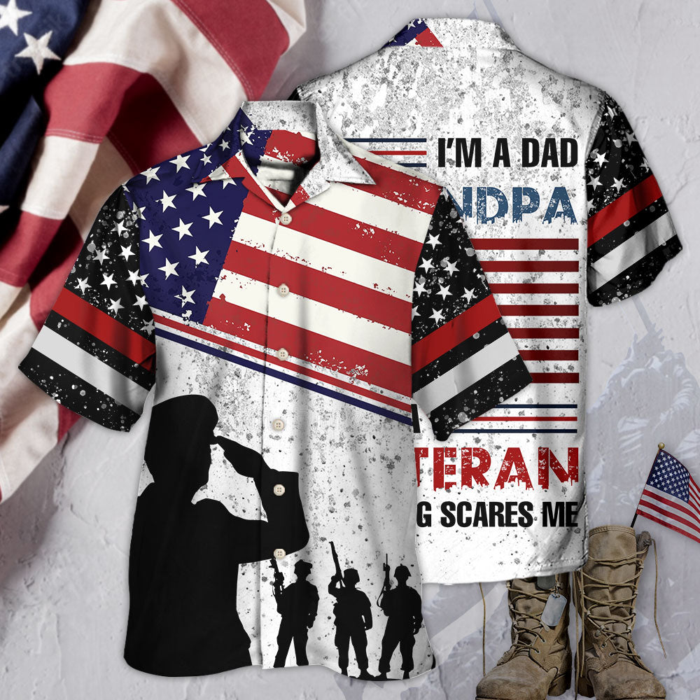 Veteran I Am A Dad Grandpa And A Veteran With Usa Flag - Gift For Dad - Hawaiian Shirt