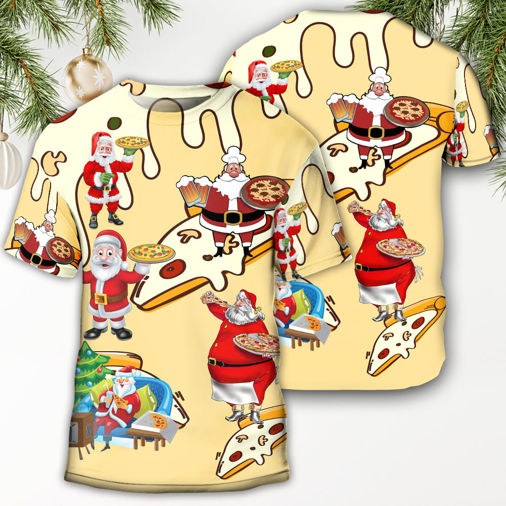 Christmas Santa Eating Pizza. It's Yummy T-Shirt