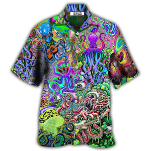 Hippie Funny Octopus Love Music Colorful Ocean - Hawaiian Shirt