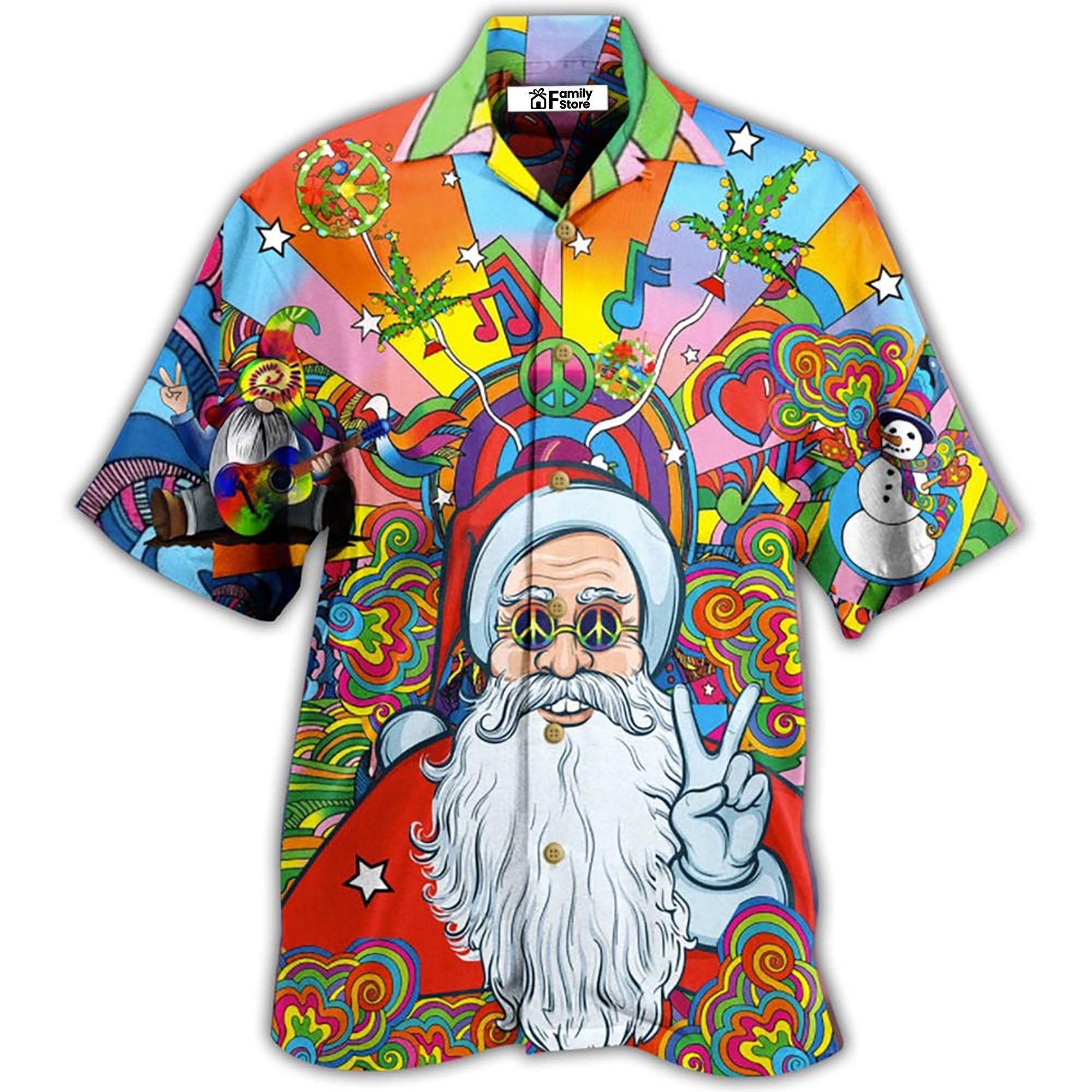 Hippie Funny Santa Claus - Hawaiian Shirt