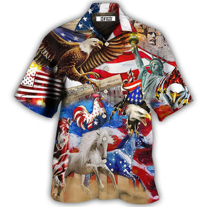 America Independence Day Animal Happy -  Hawaiian Shirt