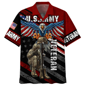 Wingspan Eagle Us Army Veteran  Red - Hawaiian Shirt