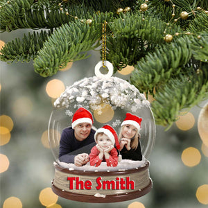 Merry Christmas Family Ball - Gift For  Family - Custom Photo And Name, Personalized Acrylic Ornament