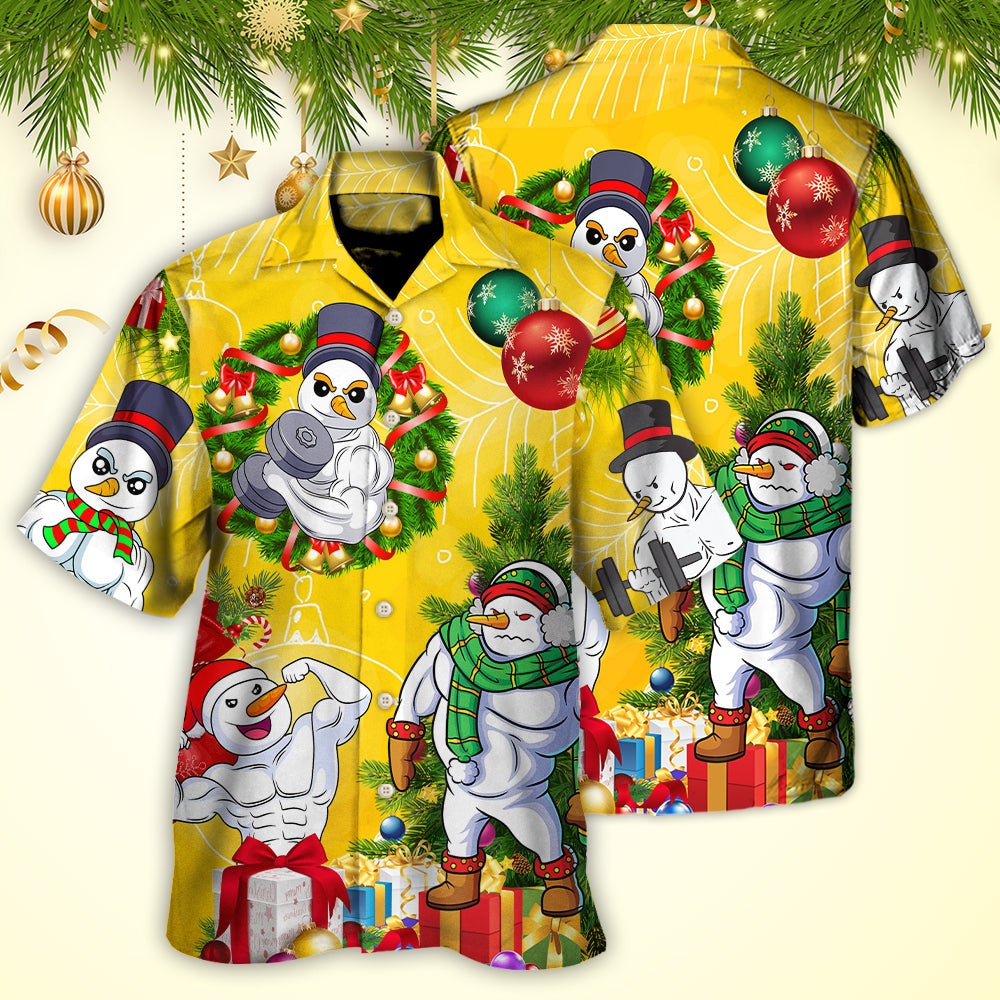 Christmas Frosty The Swoleman Snowman Workout Funny - Hawaiian Shirt