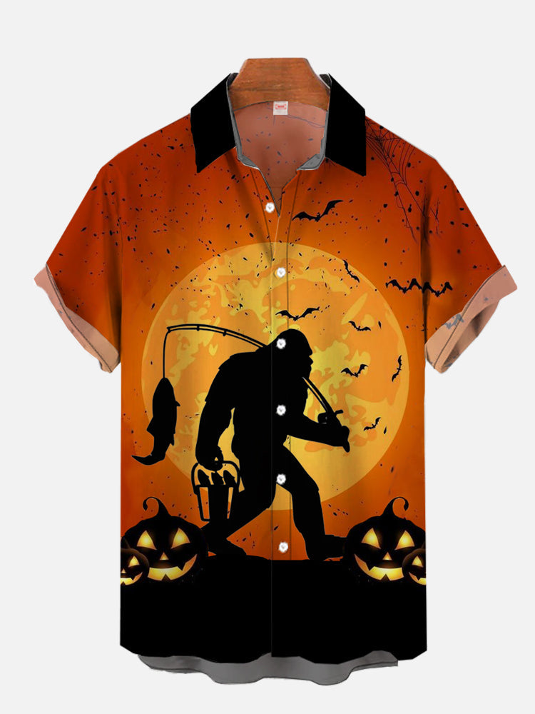 Halloween Full Moon Gorilla Fishing - Hawaiian Shirt