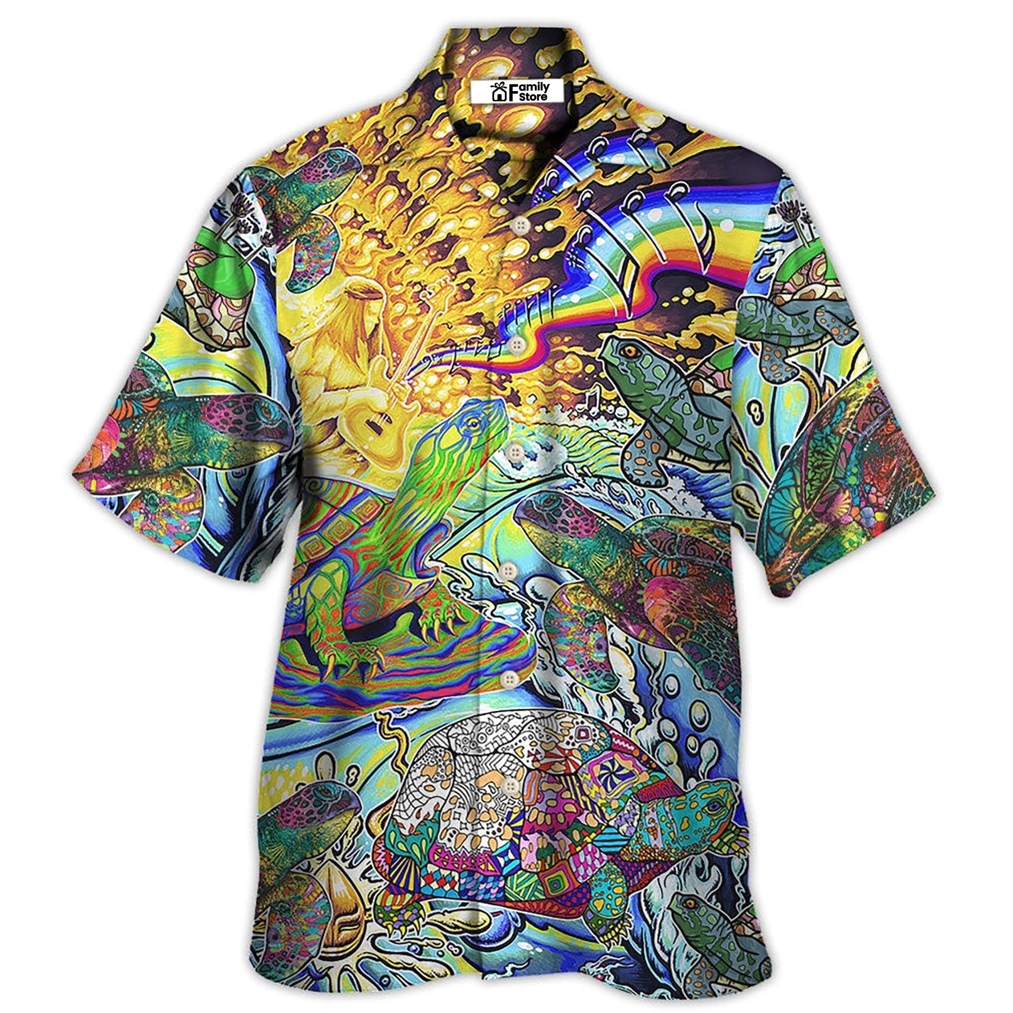 Hippie Turtle Colorful Art Peace - Hawaiian Shirt