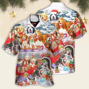 Dog Snowman Christmas Tree Merry Xmas - Hawaiian Shirt