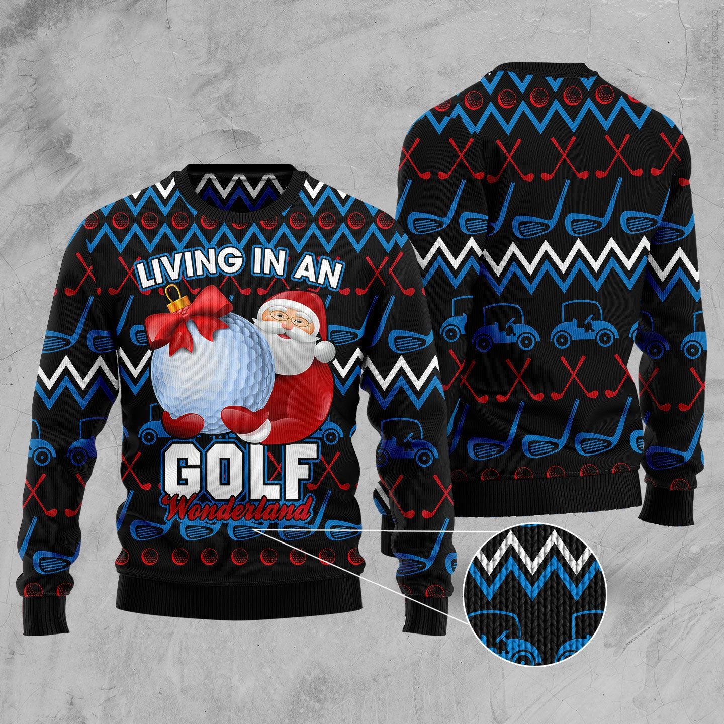 Santa Clause Golf Wonderland Funny Ugly Sweater