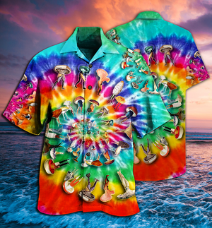 Hippie Mushroom Peace Life A Little Hippie - Hawaiian Shirt