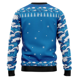 ﻿Surfer Swell Christmas Blue Ugly Sweater