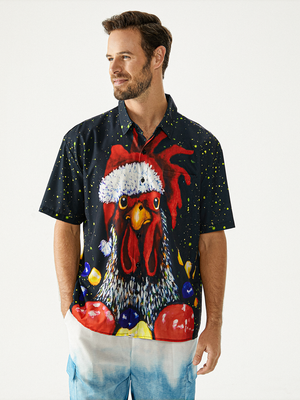 Christmas Rooster - For Men And Women - Hawaiian Shirt