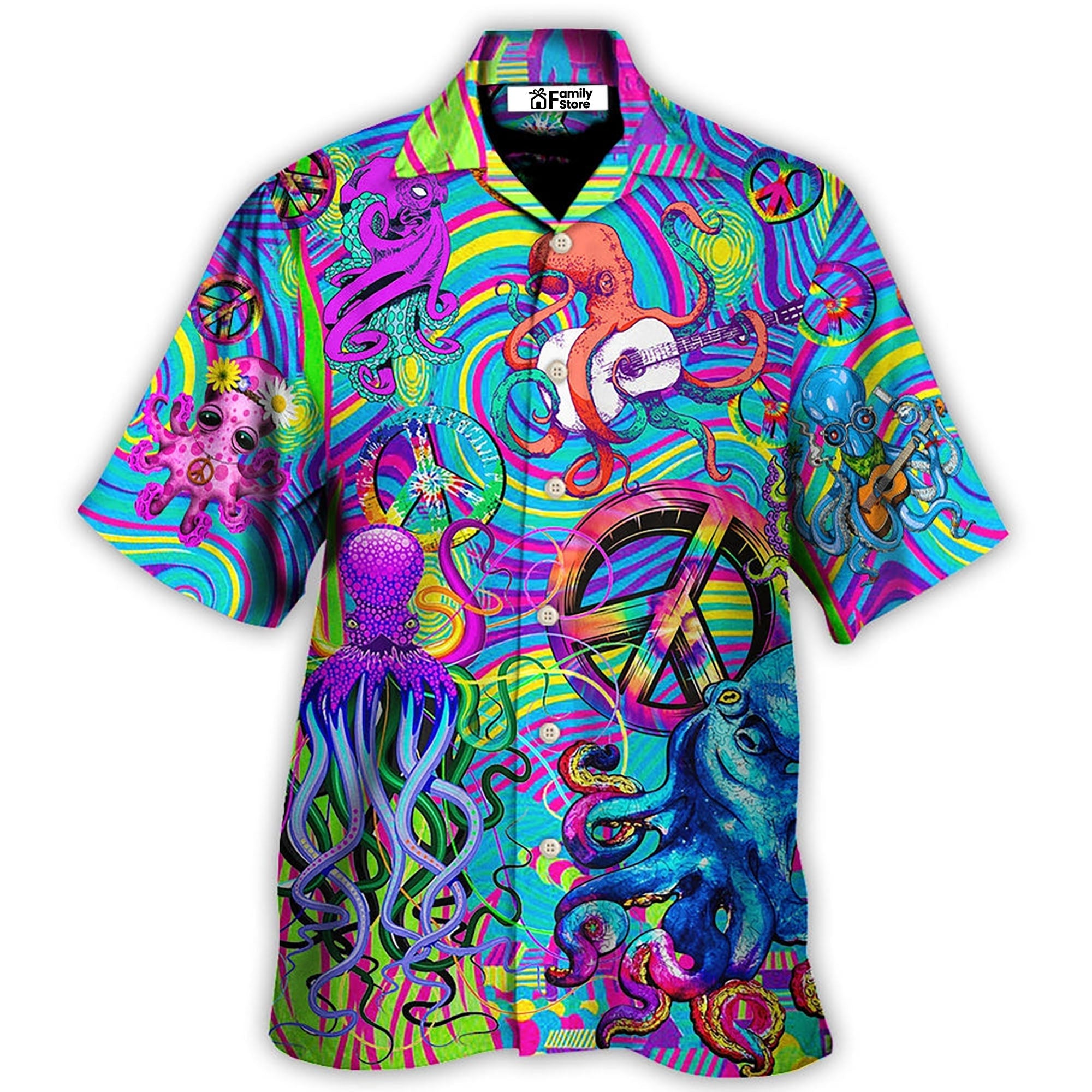 Hippie Funny Octopus Colorful Tie Dye Art Style 2 - Hawaiian Shirt