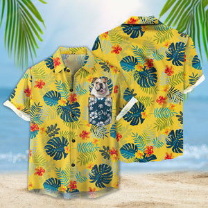 Custom Photo Tropical Summer Botanical Pattern Yellow - Personalized Hawaiian Shirt