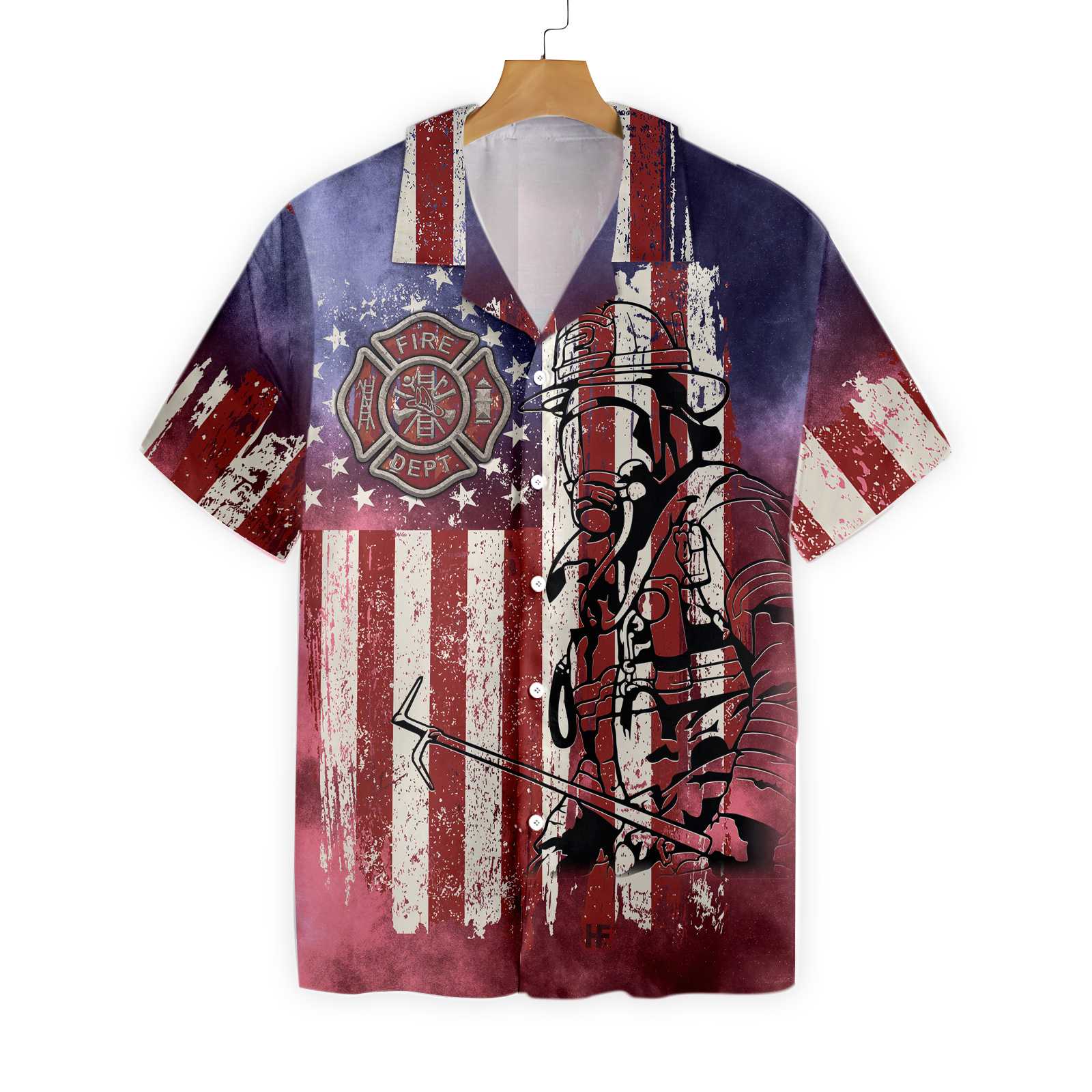 American Flag Dept Firefighter Fire Department Logo Hawaiian Shirt