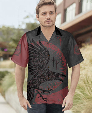 Red And Black Raven Viking Unique - Personalized Hawaiian Shirt