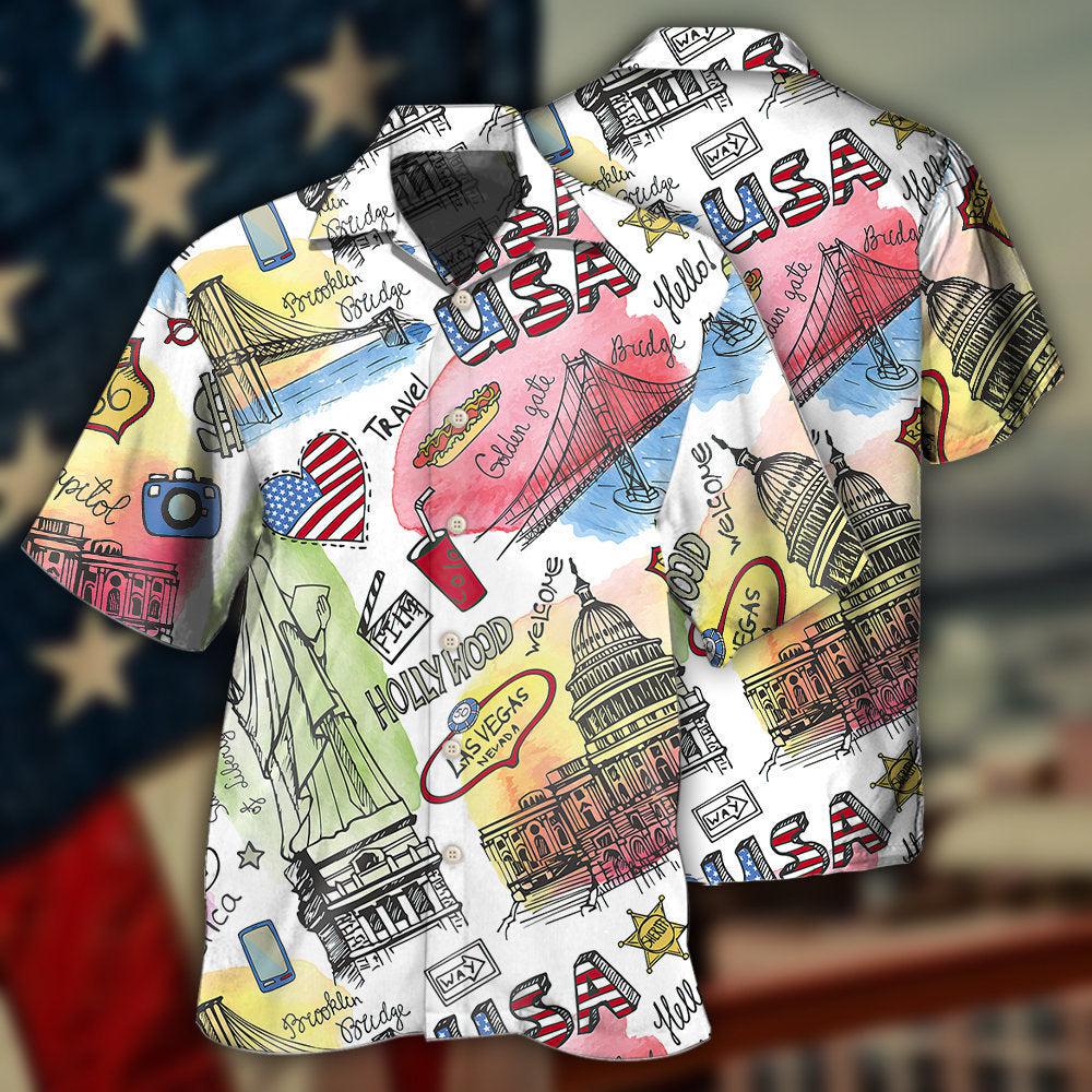 Independence Day America USA Art Style - Hawaiian Shirt