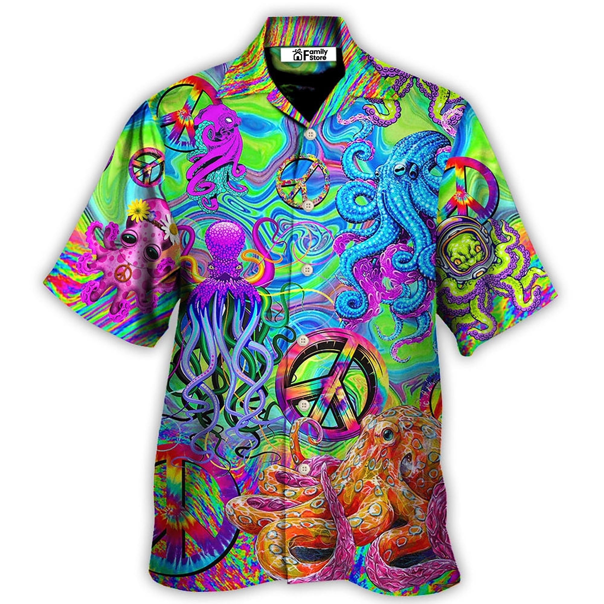 Hippie Funny Octopus Colorful Tie Dye Style 3 - Hawaiian Shirt