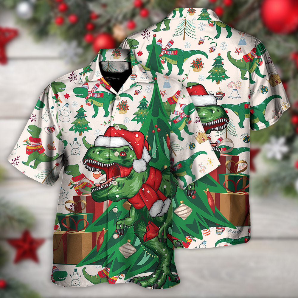 Christmas Dinosaurs Xmas Tree T-rex Merry Rexmas - Hawaiian Shirt