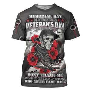 Skull Memorable Day T-Shirt For Men & Women