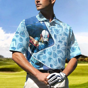 Golf Swing Abstract With Golf Club Header Pattern Polo Shirt For Men