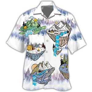 Camping Turtle And Shark - Hawaiian Shirt