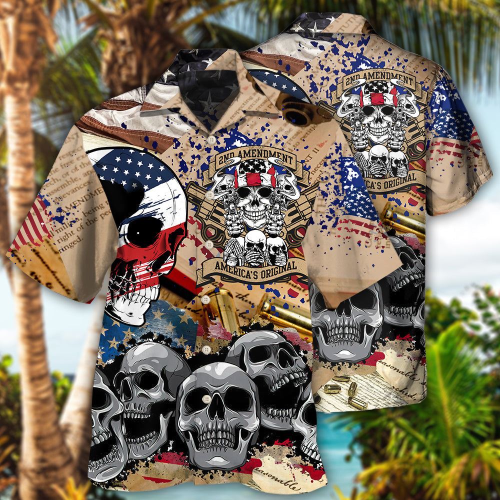 America 2nd Amendment Skull -  Hawaiian Shirt