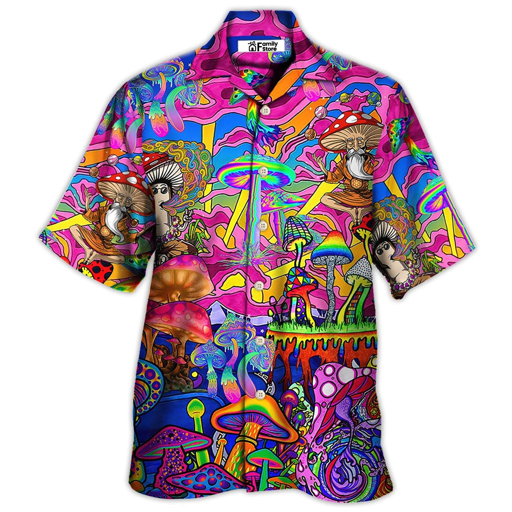 Hippie Magic Trippy Mushroom Awesome - Hawaiian Shirt